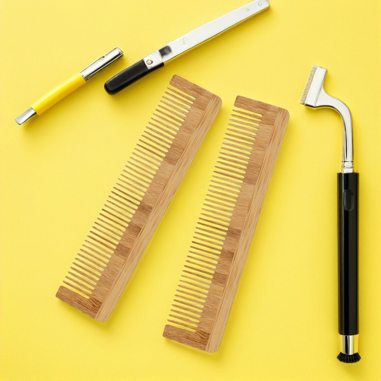 Grooming Men'S Hair - 12 Stück Einweg-Holz-Bartkämme, Bambus-Taschenkamm, breitzinkiger Haarentwirrer,
