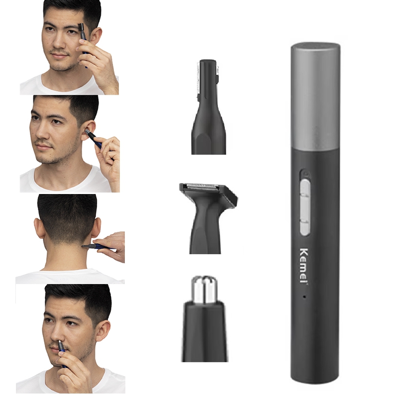 Mens Grooming Tools - Kemei Pro Wiederaufladbarer Nasenhaartrimmer-Stift Bartpflege-Set Elektrischer