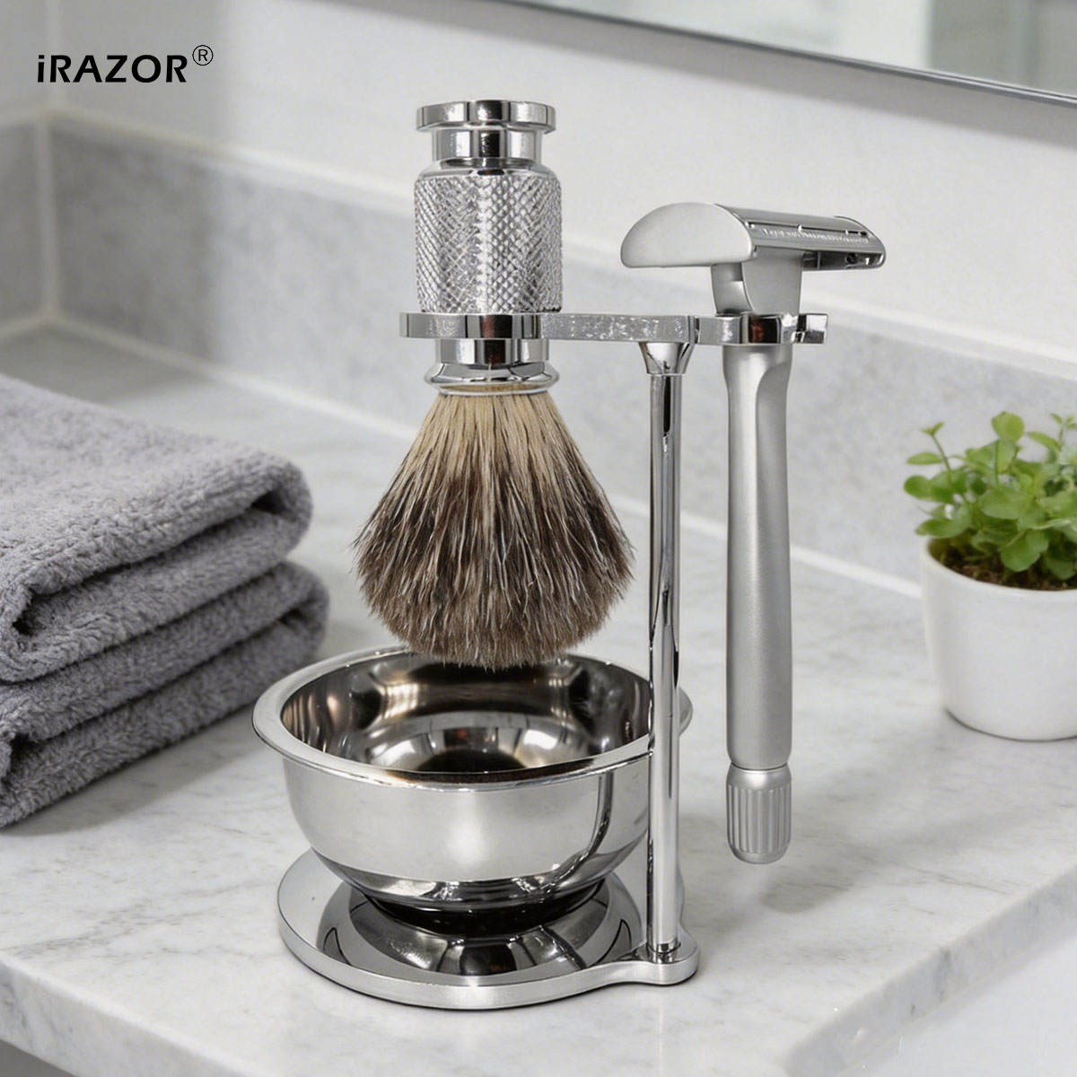 Men'S Grooming Set Gift - iRAZOR Butterfly Open Doppelklingen-Sicherheitsrasierer-Set mit 10