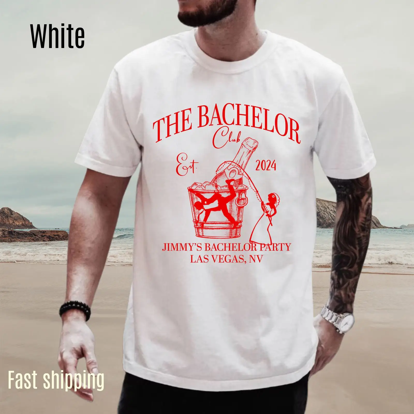 Men'S Grooming Vegas - Maßgeschneidertes The Bachelor Club 2024 T-Shirt