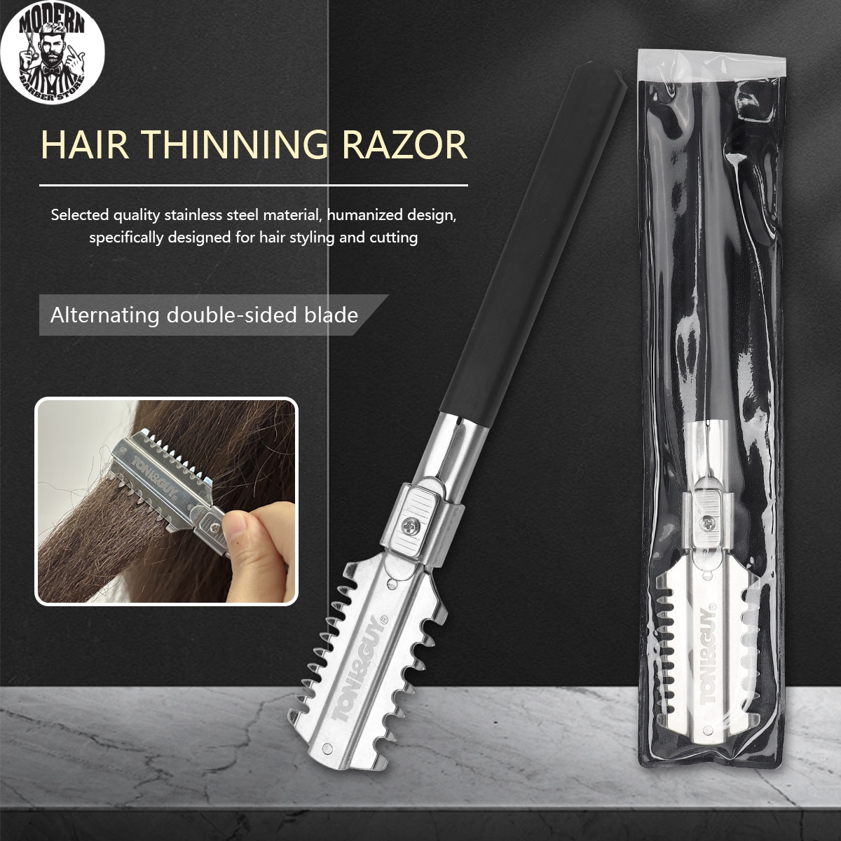 Grooming Men'S Hair - Salon Doppelklingen-Rasiermesser für Haarschnitte, manuelle Haarschneidewerkzeuge,